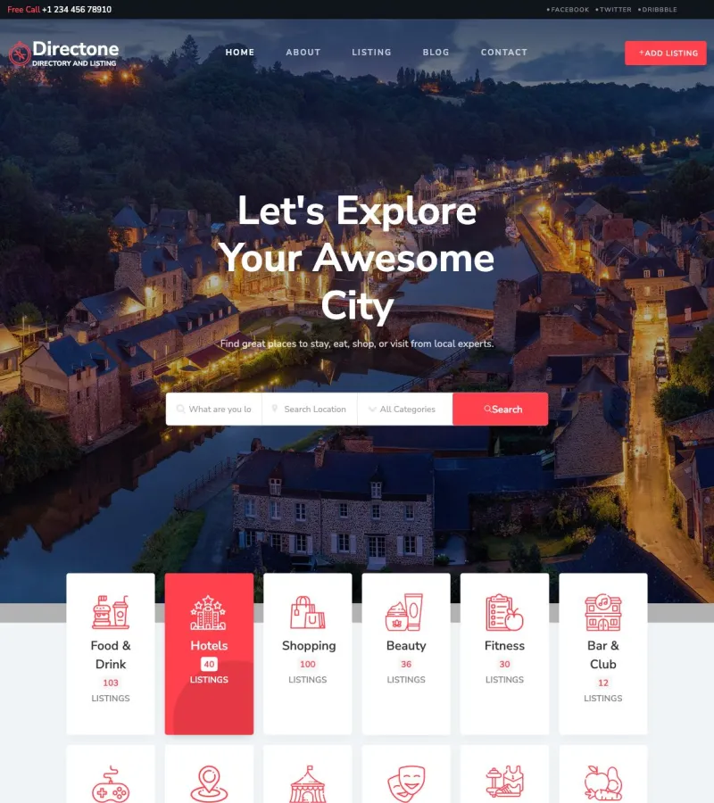 directone website template desktop screenshot