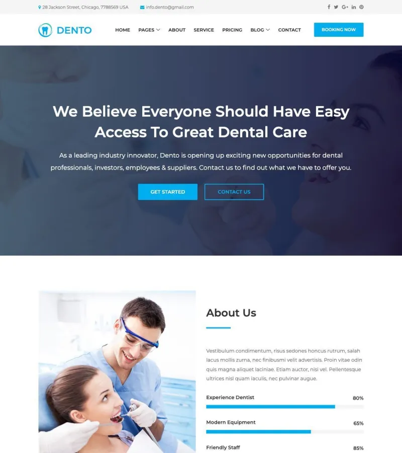 Dento website template desktop screenshot