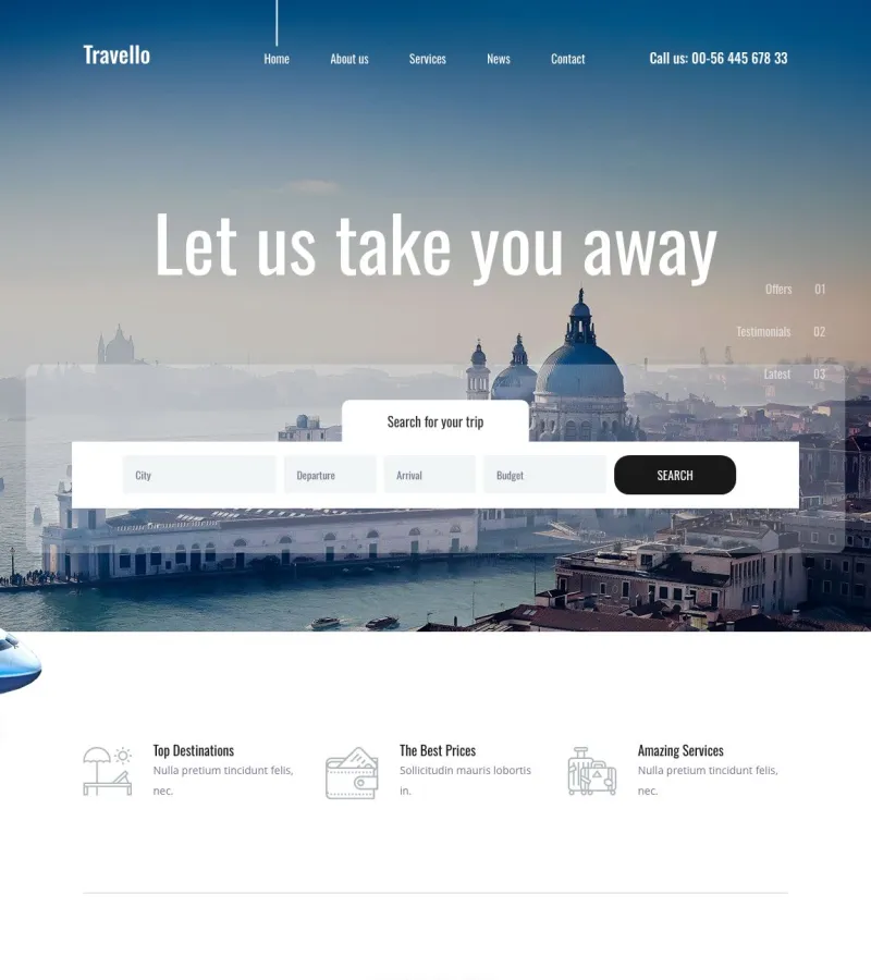 travello website template desktop screenshot