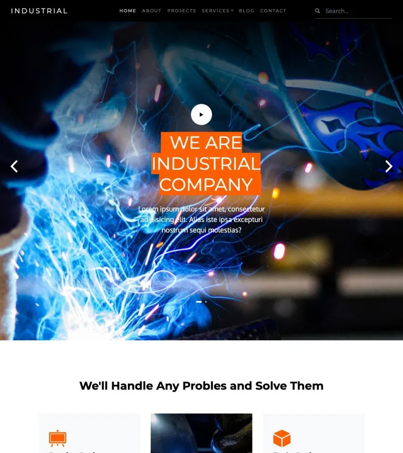Industrial website template desktop screenshot