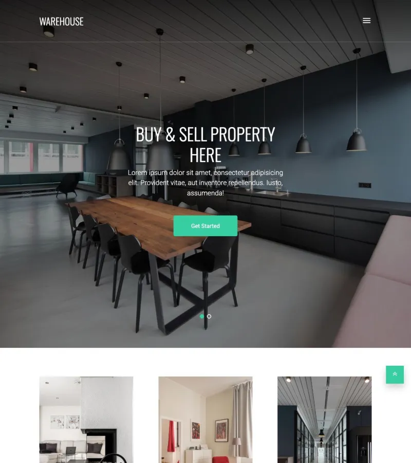 Warehouse Real Estate Template website template desktop screenshot