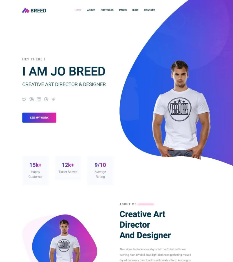 Breed2 website template desktop screenshot