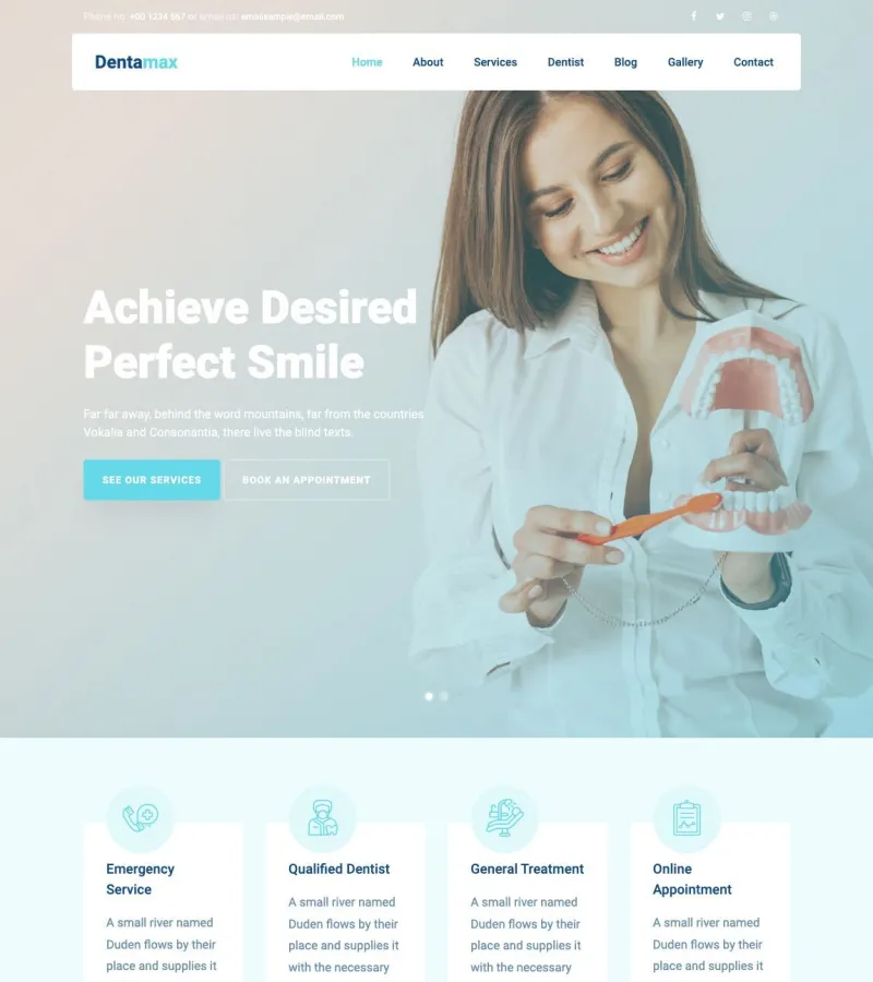 Dentamax website template desktop screenshot