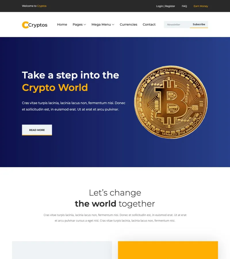 cryptos website template desktop screenshot