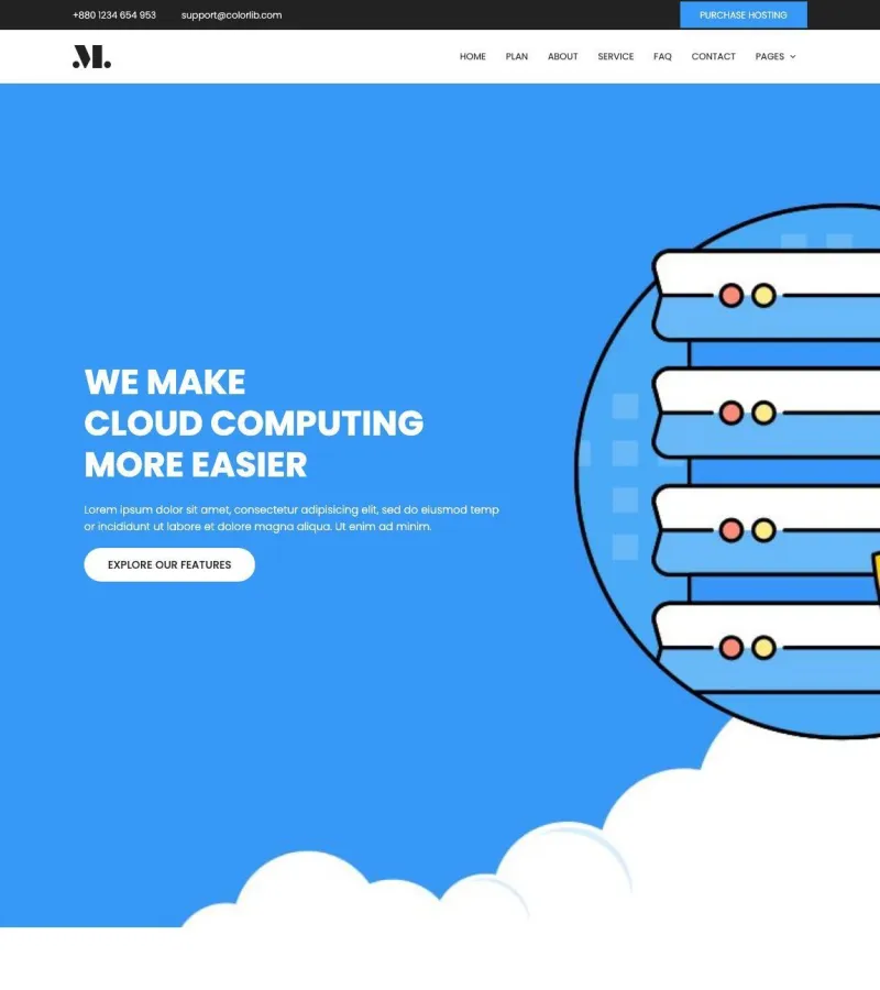 Cloud Hosting website template desktop screenshot