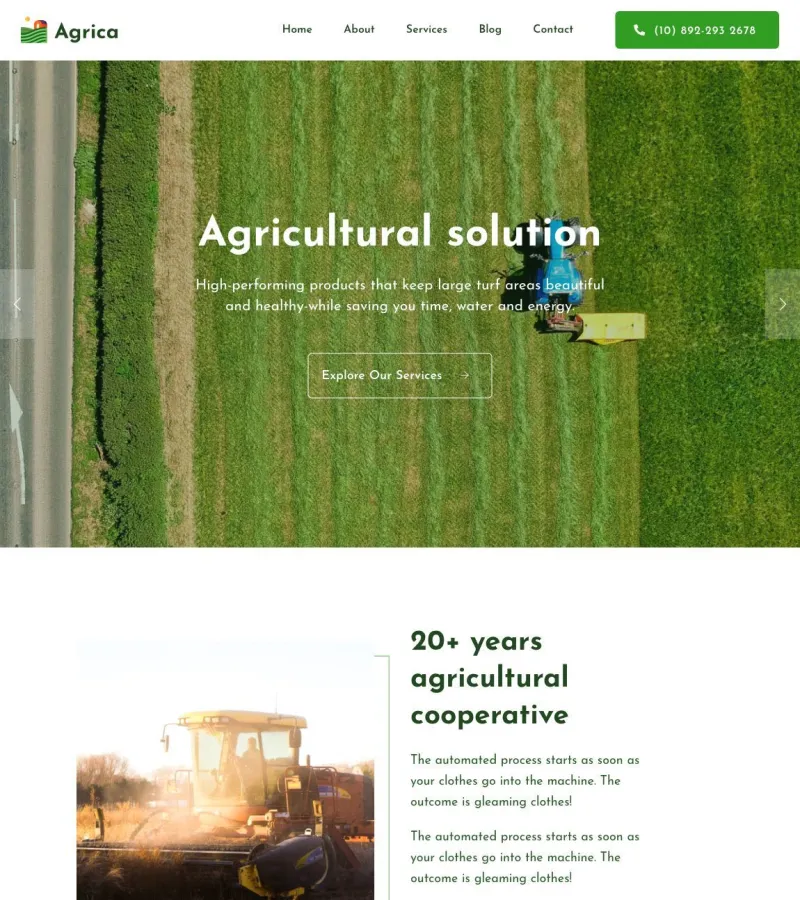 agrica website template desktop screenshot