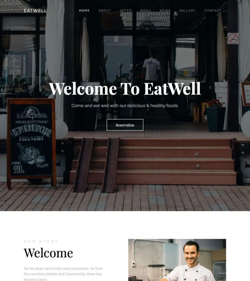 Eatwell website template desktop screenshot