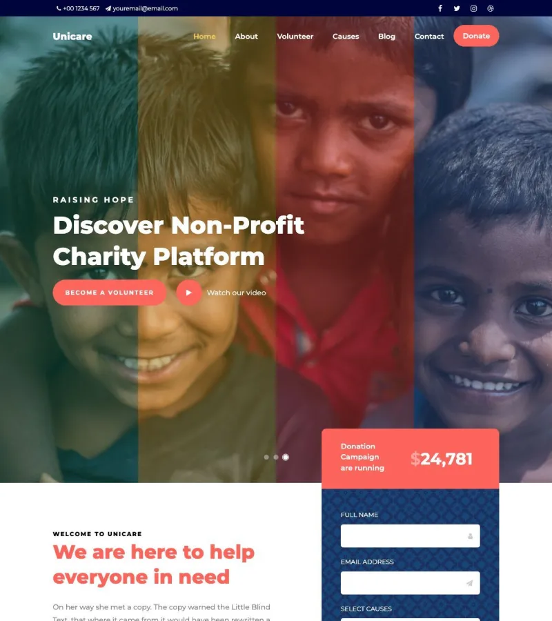 Unicare Landing Page template