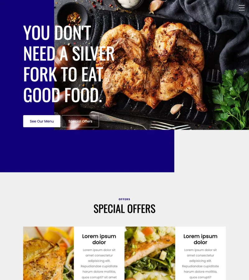 cuisines website template desktop screenshot