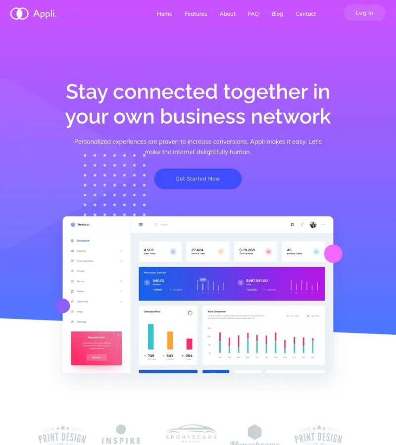 Appli website template desktop screenshot