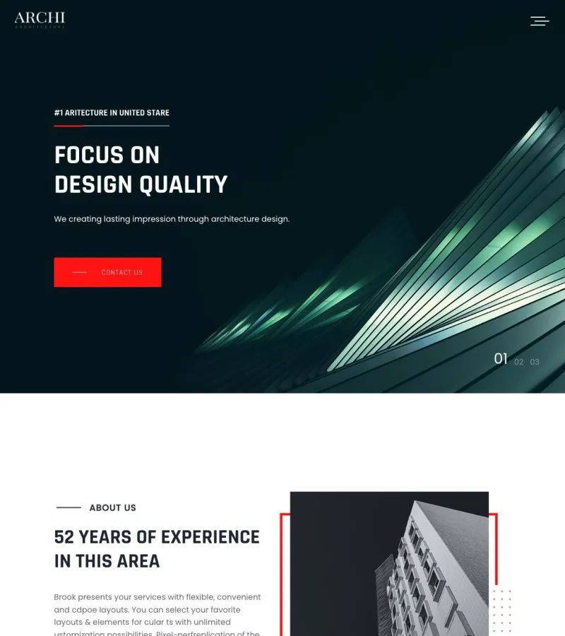 Archi website template desktop screenshot