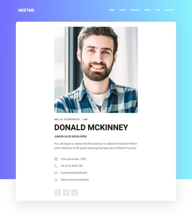 meetme website template desktop screenshot