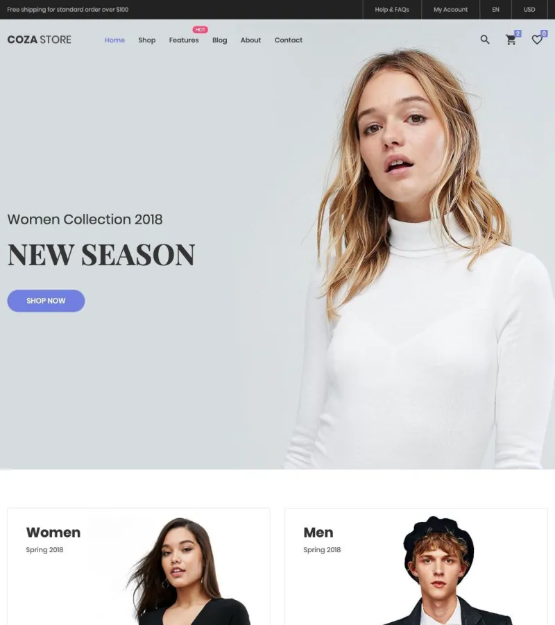 coza-store website template desktop screenshot