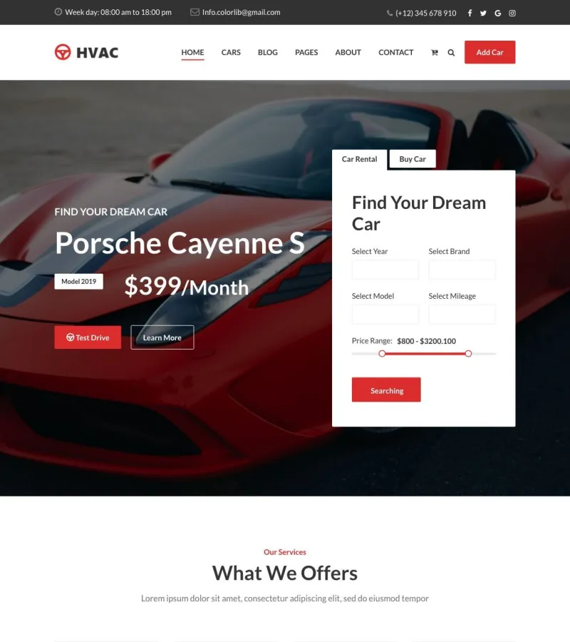 hvac website template desktop screenshot