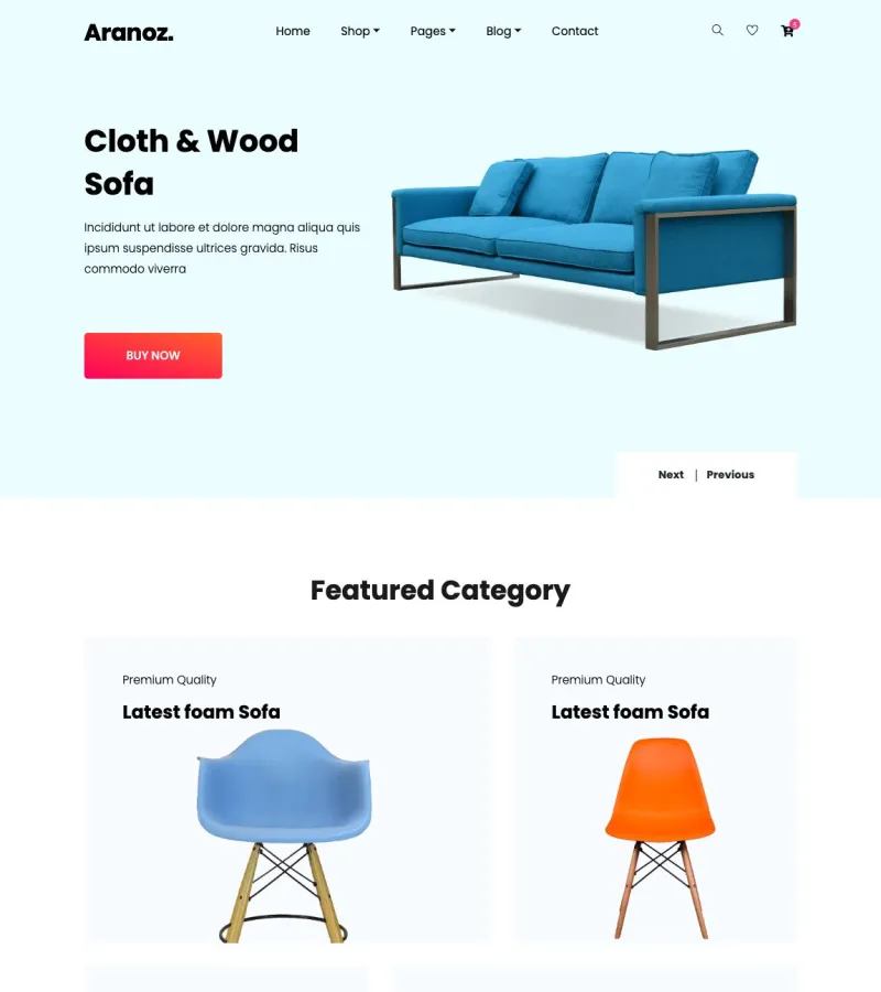 aranoz website template desktop screenshot