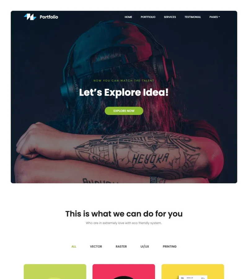 portfolio website template desktop screenshot