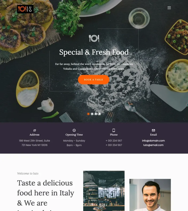 luto website template desktop screenshot