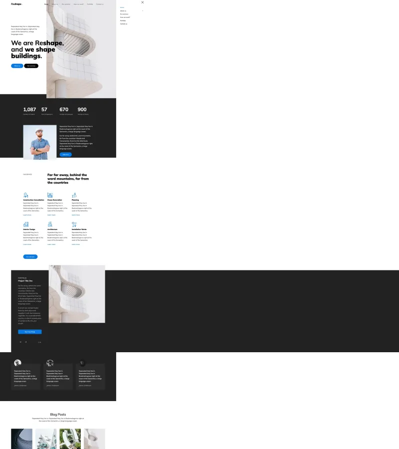 reshape website template desktop screenshot