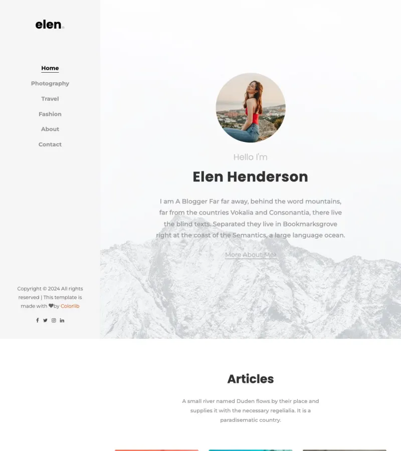 Elen Photographer template
