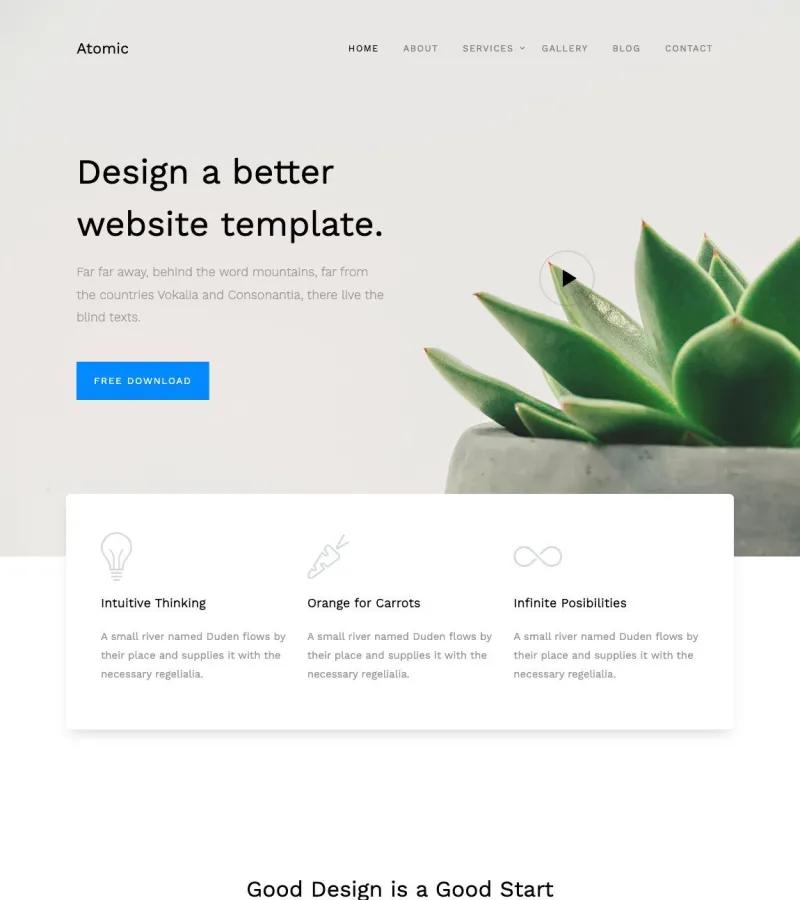 Atomic website template desktop screenshot