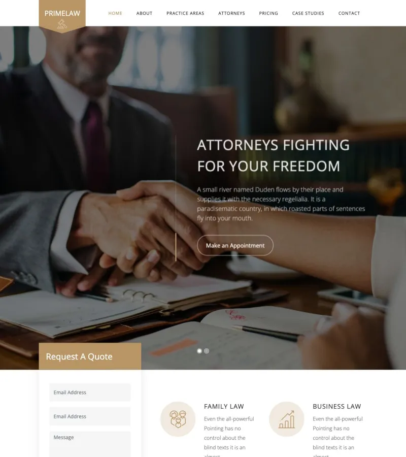 primelaw website template desktop screenshot