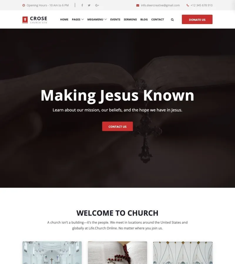 crose website template desktop screenshot
