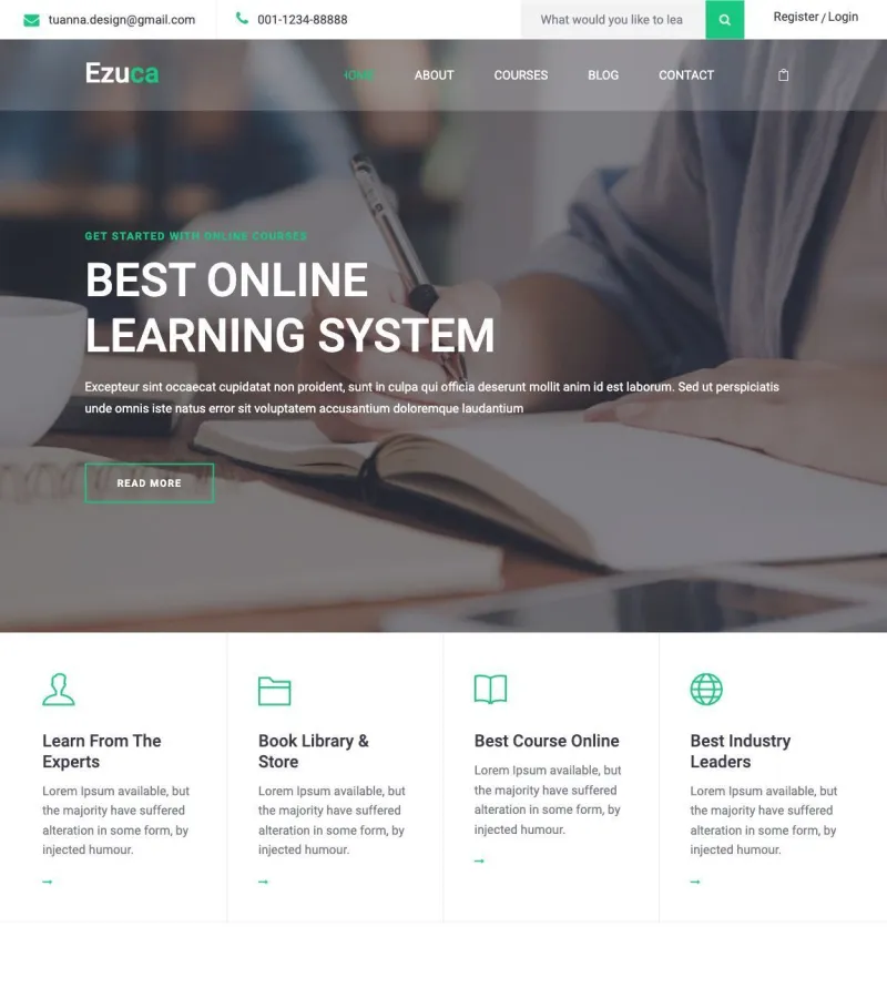 ezuca website template desktop screenshot