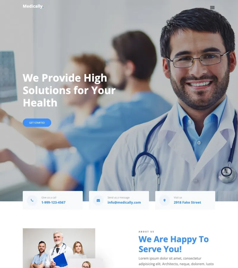 medically website template desktop screenshot