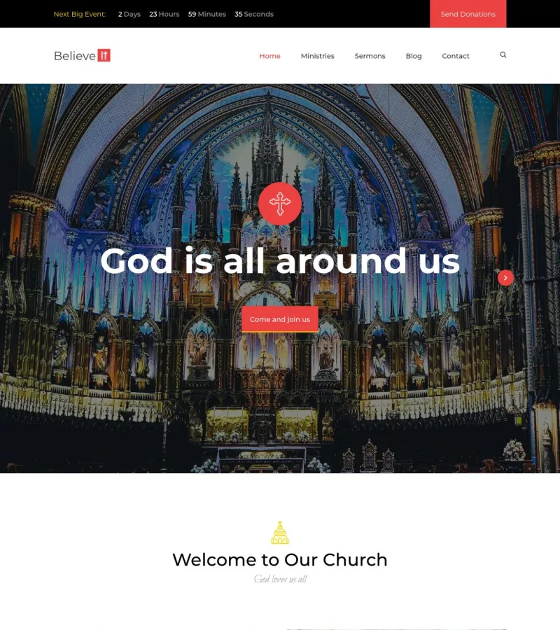 church website template desktop screenshot
