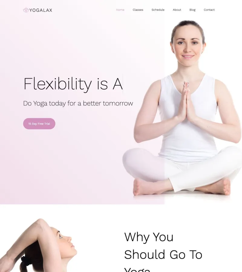 Yogalax website template desktop screenshot