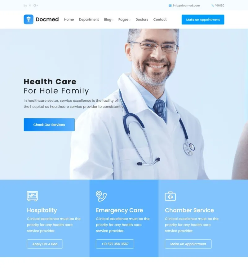 Docmed website template desktop screenshot