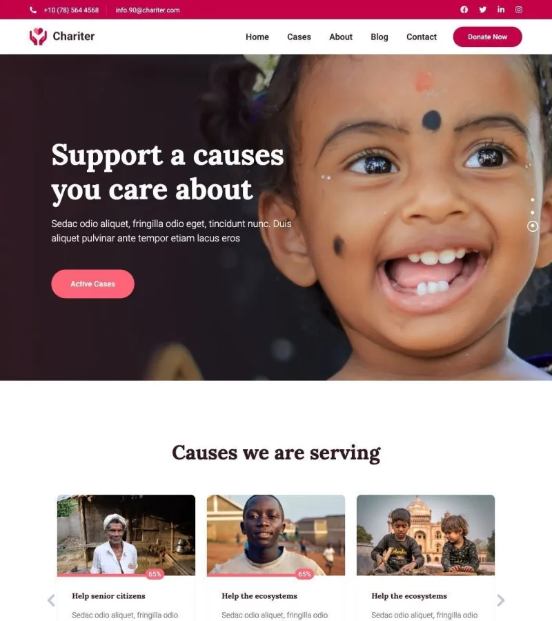 chariter website template desktop screenshot