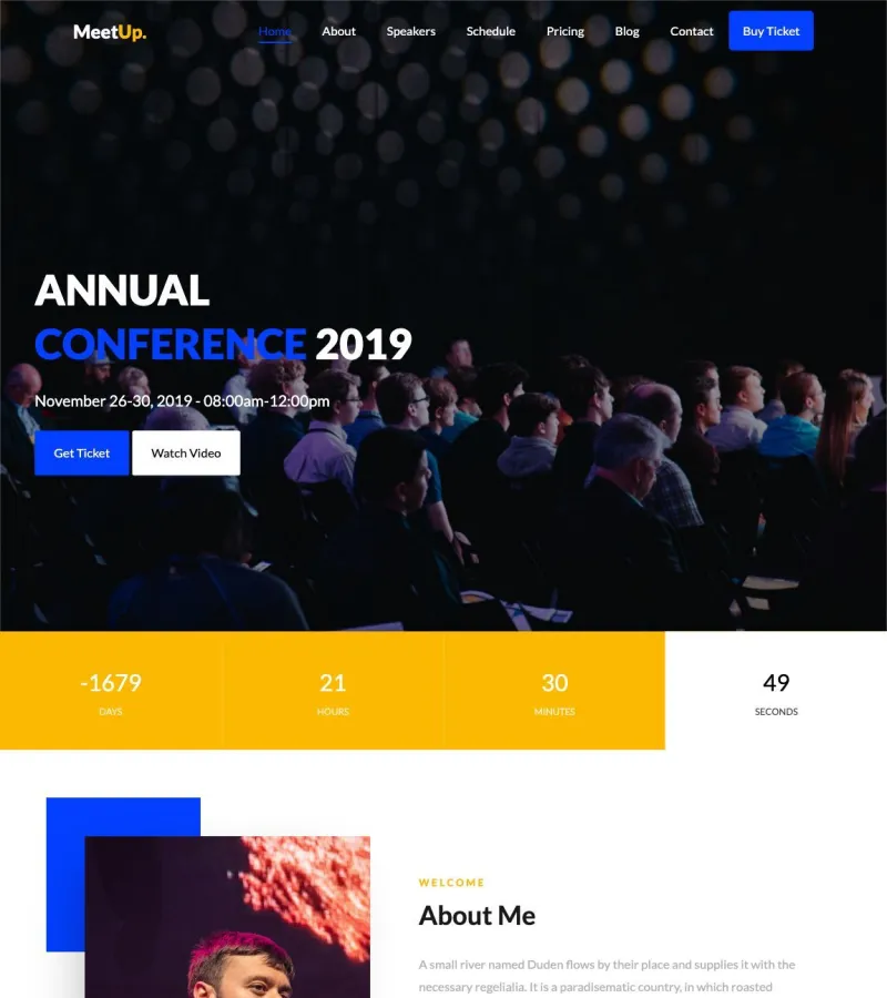 Meetup website template desktop screenshot