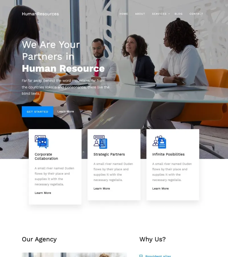 HumanResources website template desktop screenshot