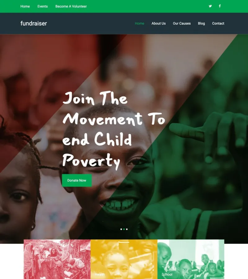 fundraiser website template desktop screenshot