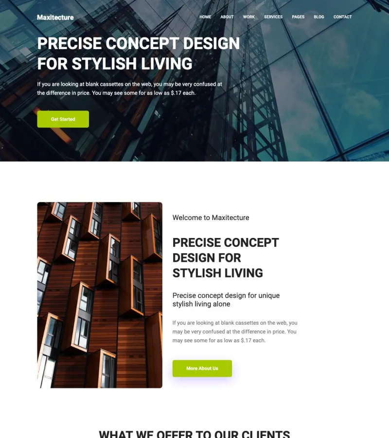 maxitechture website template desktop screenshot