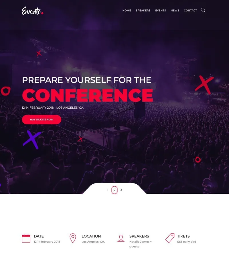 evento website template desktop screenshot