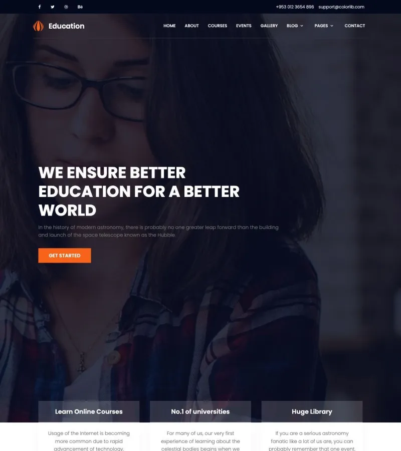 education website template desktop screenshot