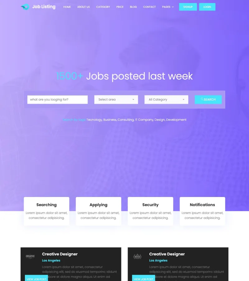 JobListing Landing Page template