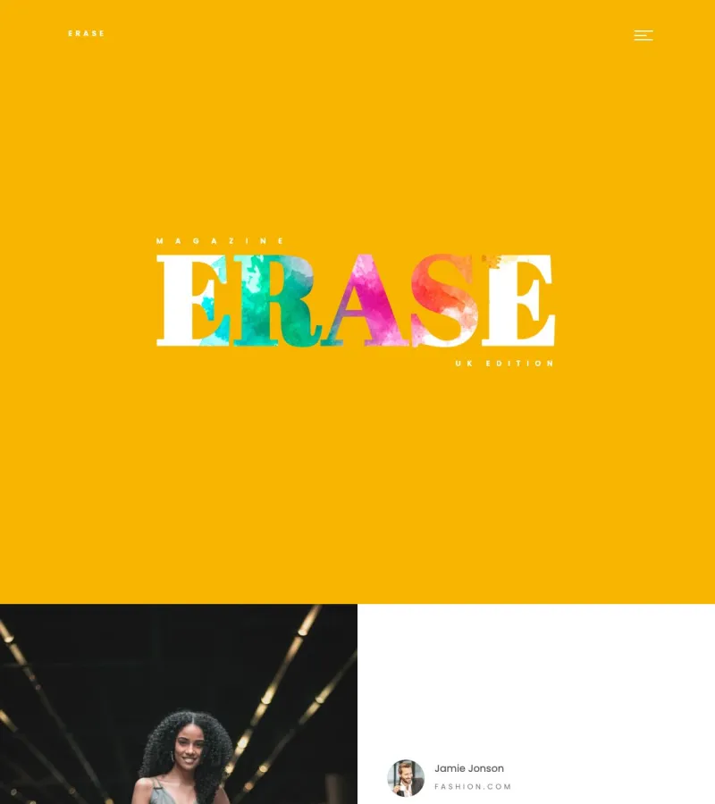 erase website template desktop screenshot