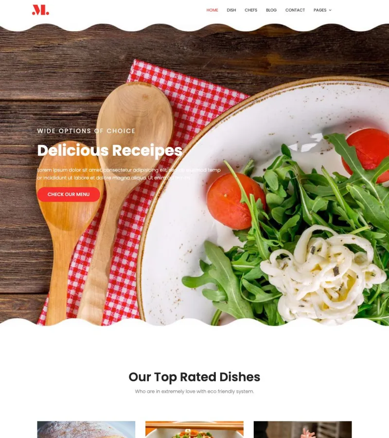 Delicious Recipes website template desktop screenshot