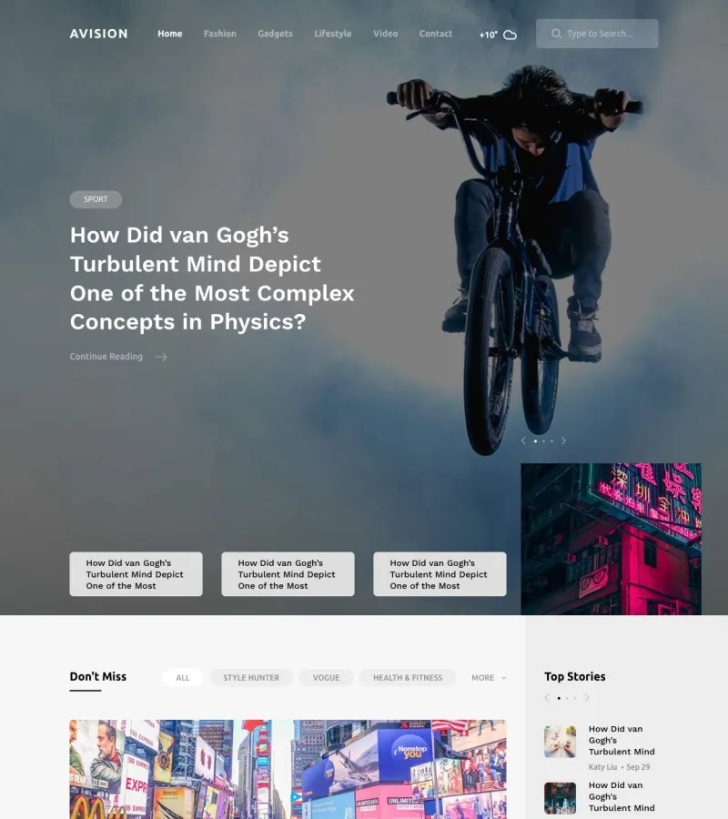 avision website template desktop screenshot