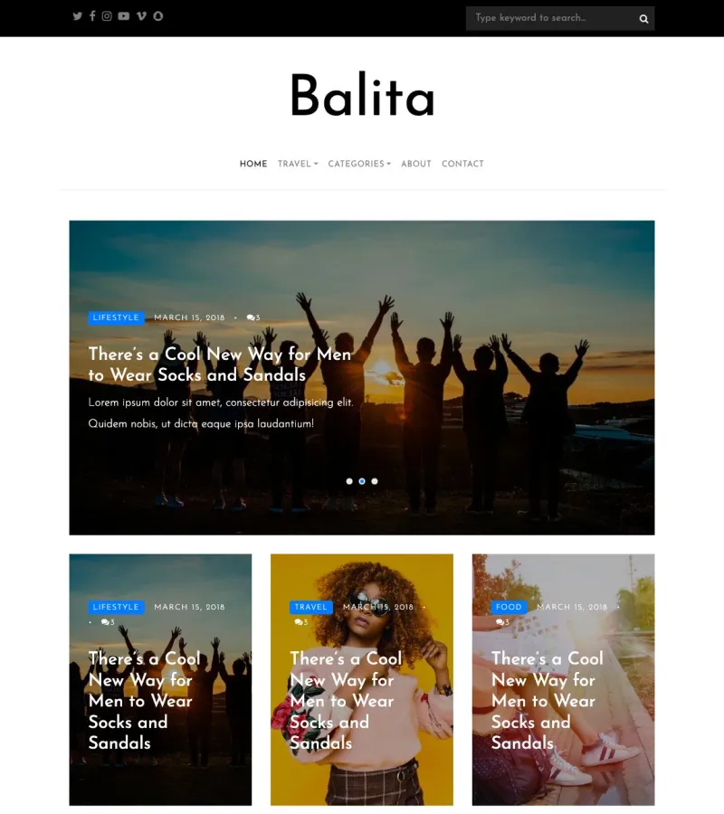 balita website template desktop screenshot