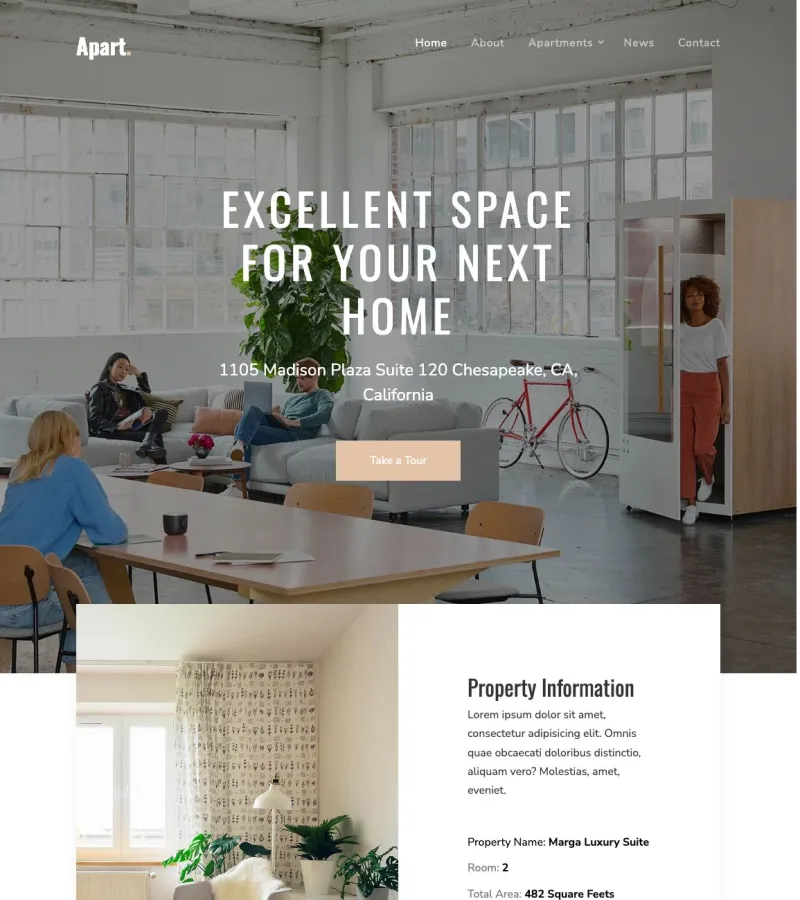 apart website template desktop screenshot