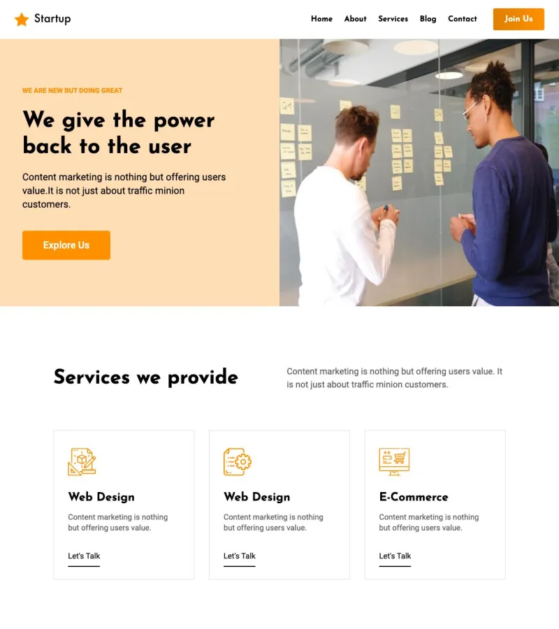 Startup Landing Page template