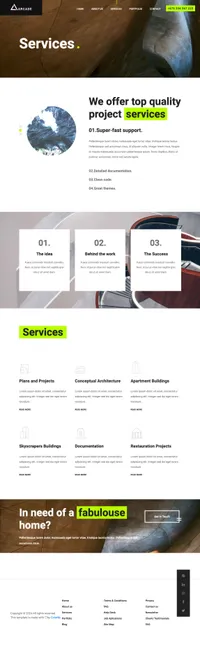 arcade mini website template desktop screenshot