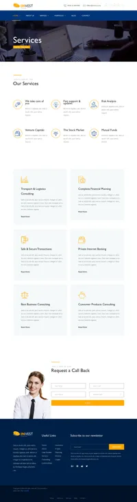 invest mini website template desktop screenshot