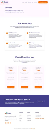 expo mini website template desktop screenshot