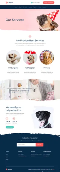 leopet mini website template desktop screenshot