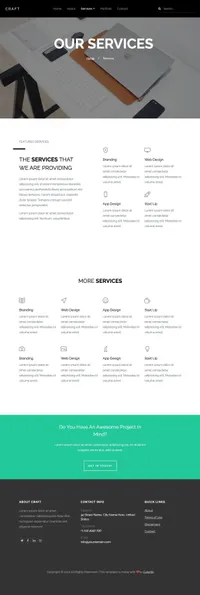 craft mini website template desktop screenshot